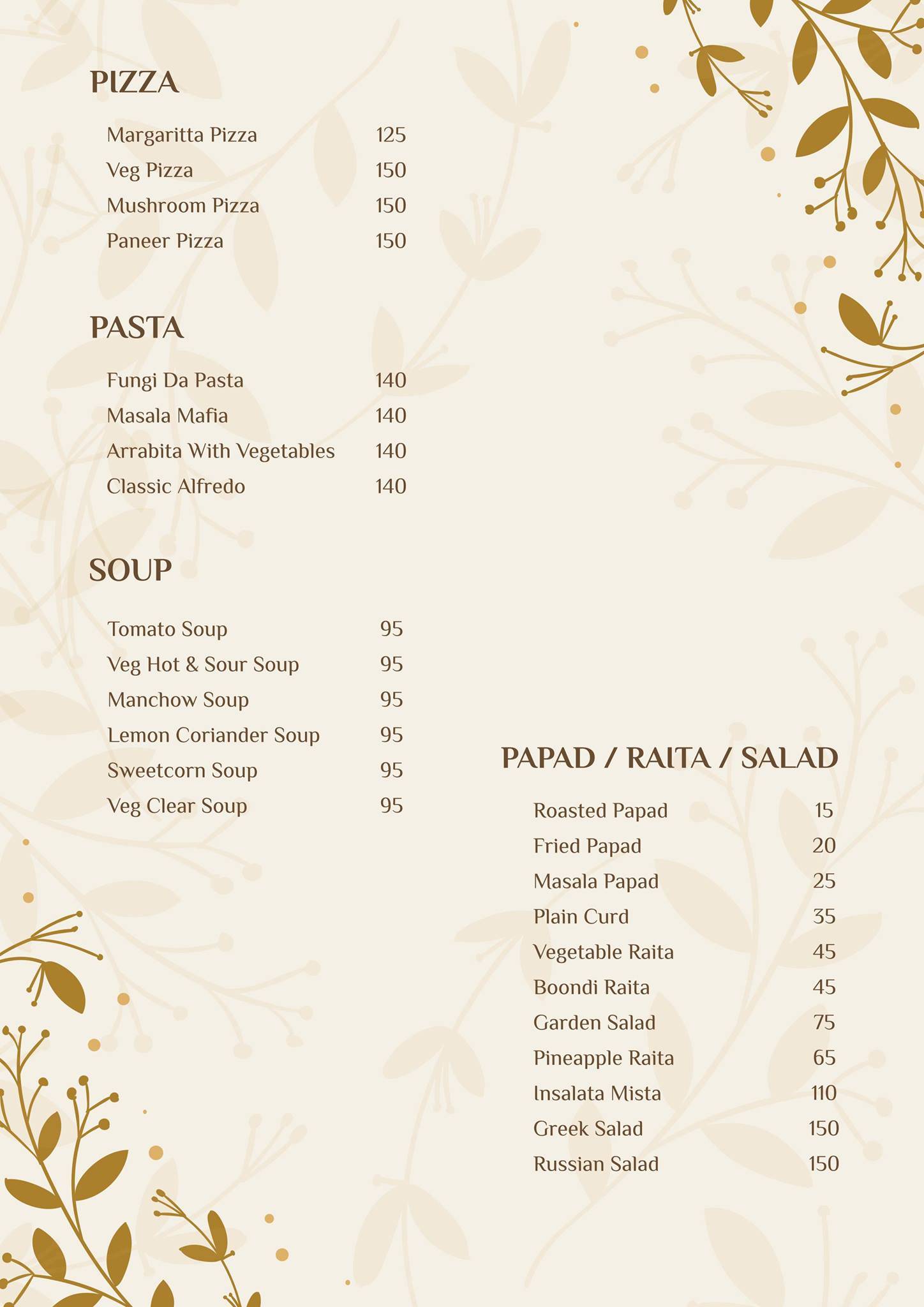 Shriniwas Veg menu