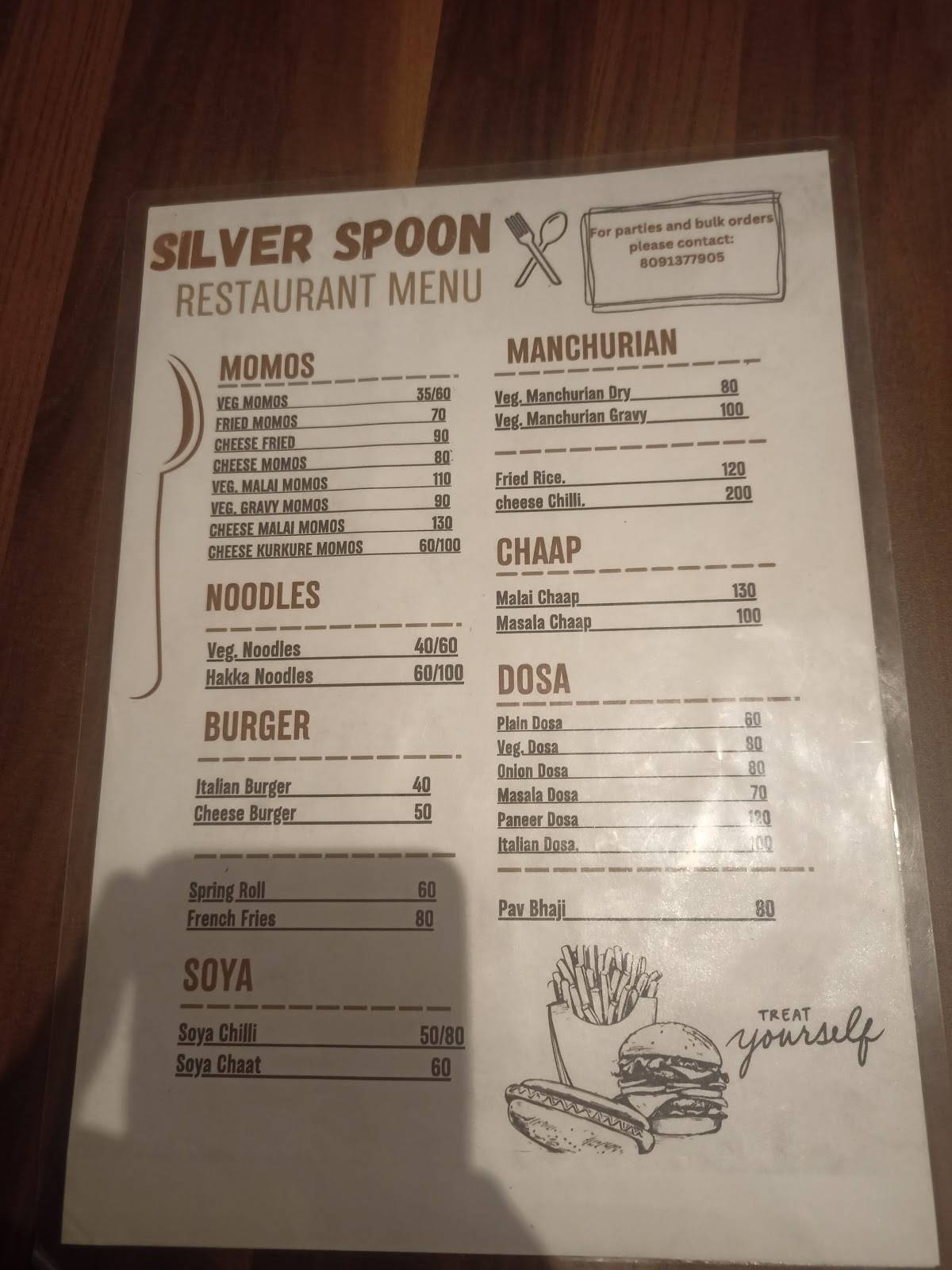 Silver Spoon menu