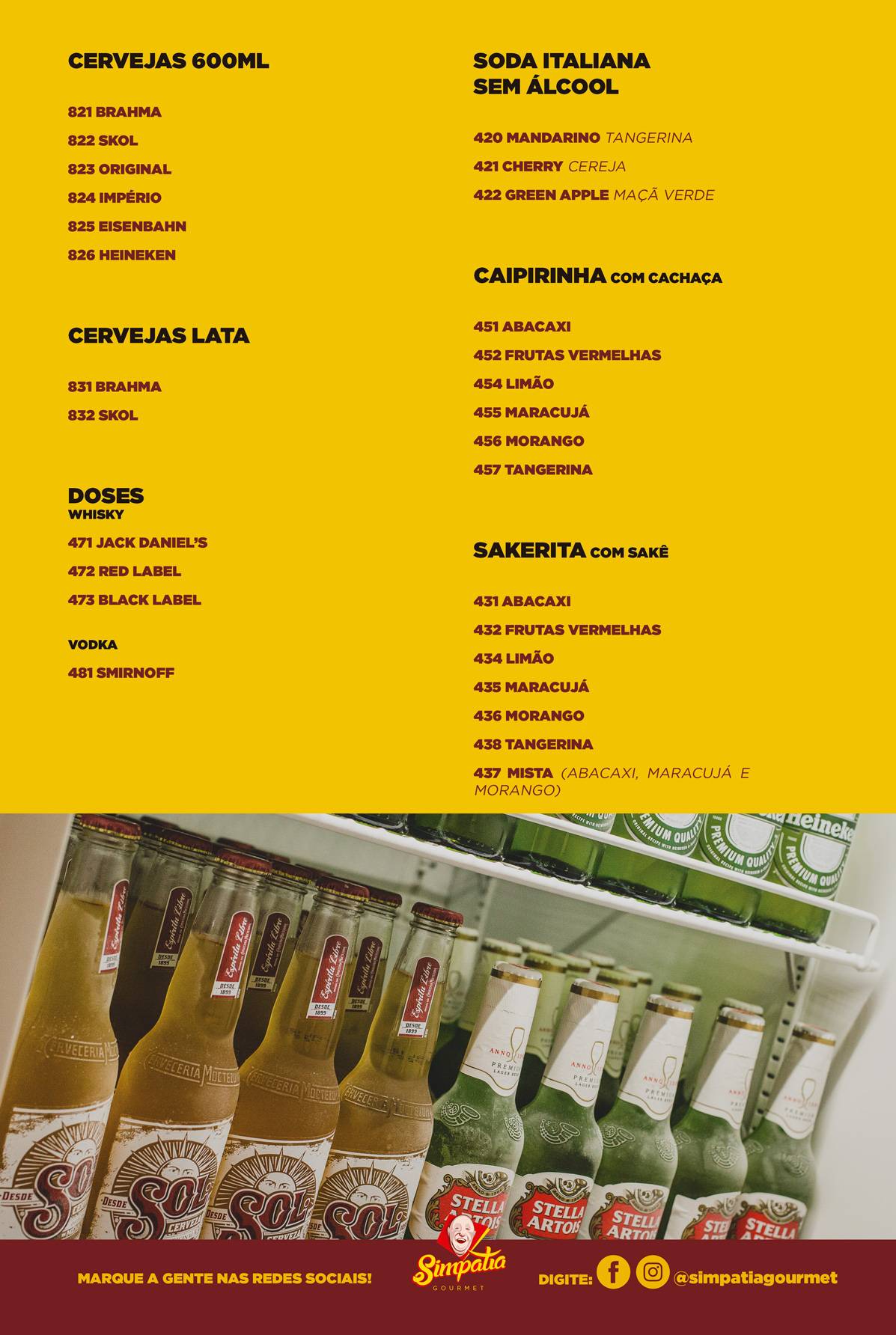 Simpatia Gourmet cardápio