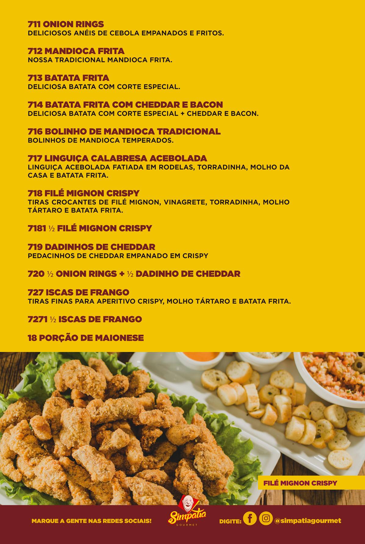 Simpatia Gourmet cardápio