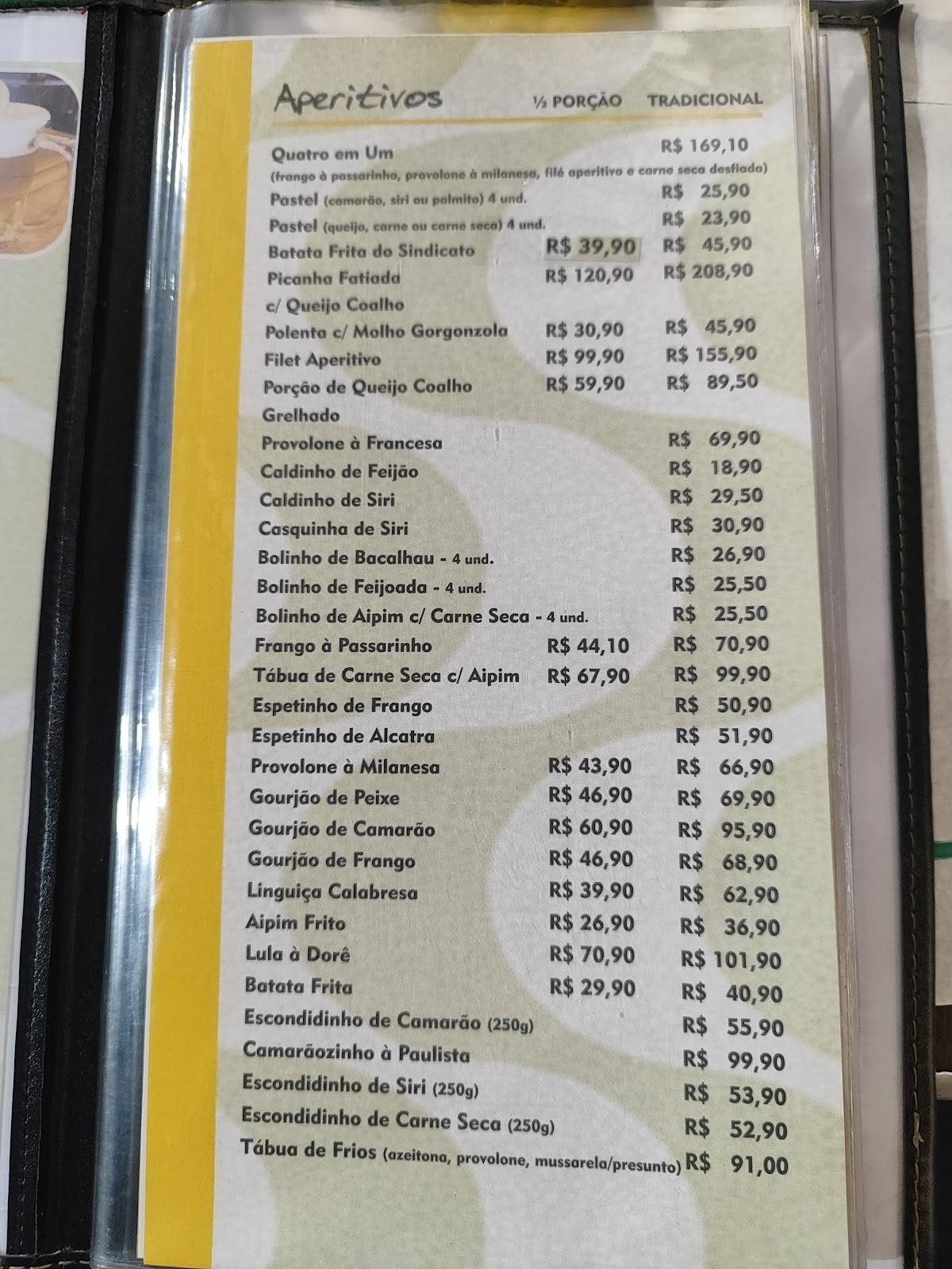 Sindicato do Chopp - Restaurante em Copacabana cardápio
