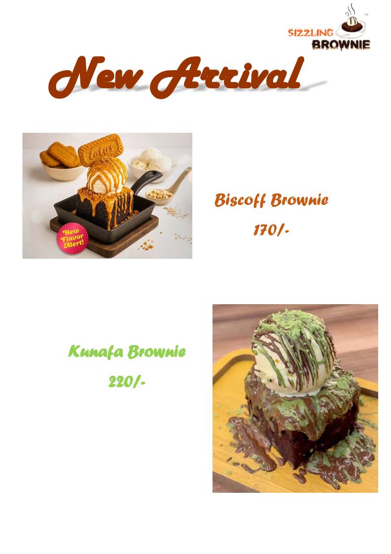 Sizzling Brownie menu