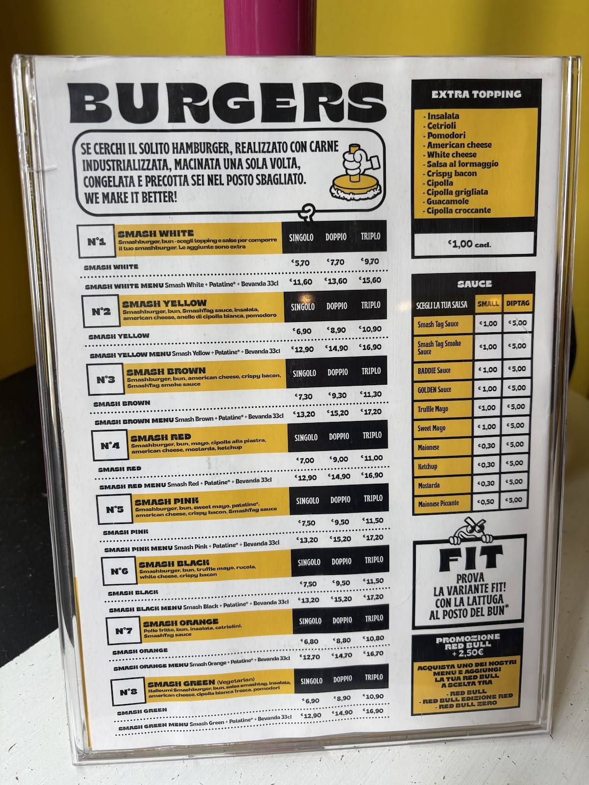 Menu de Smash Tag Piazza Bologna