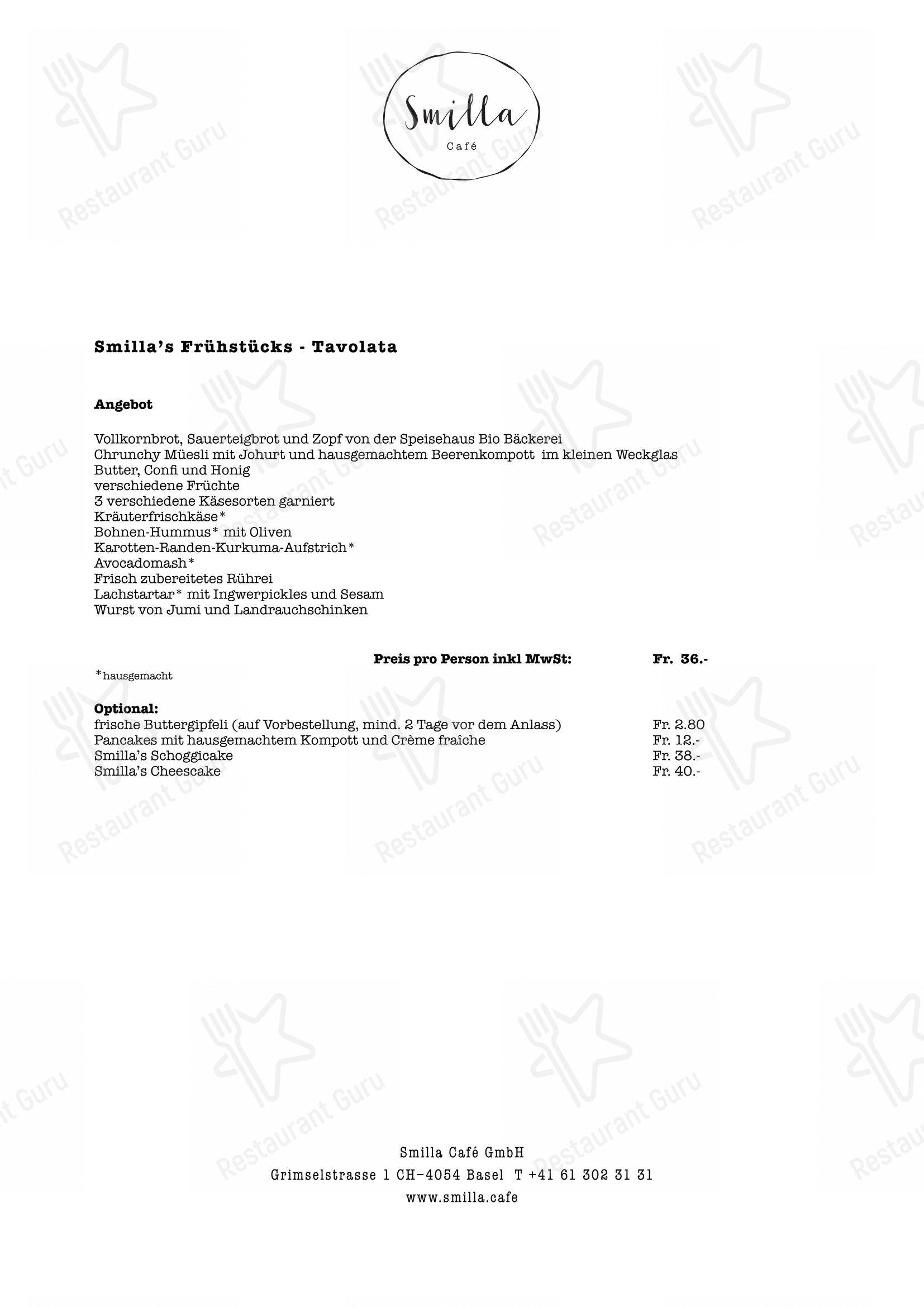Smilla Café in Basilea - Menu bar