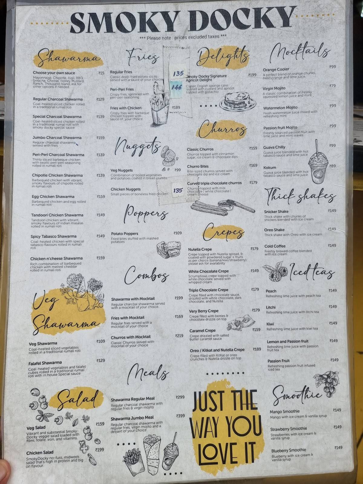 Smoky Docky Bel road menu