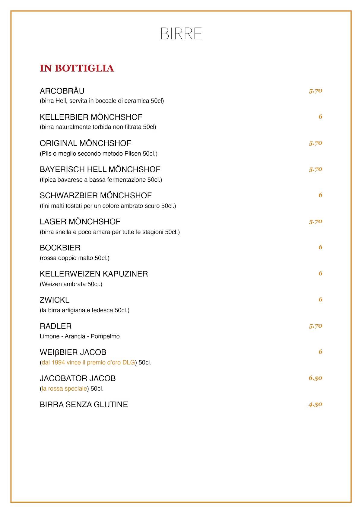 Menu di Smorza Piaceri da tavola dal 1965 