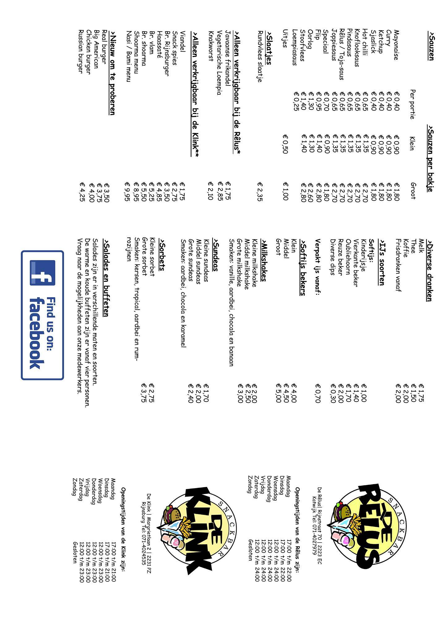 Menu de Snackbar de Klink