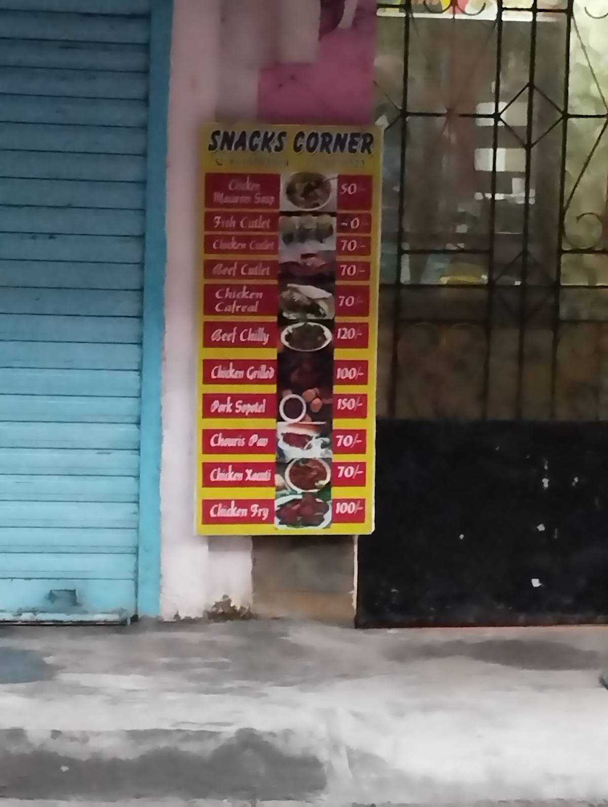 Snacks Corner menu
