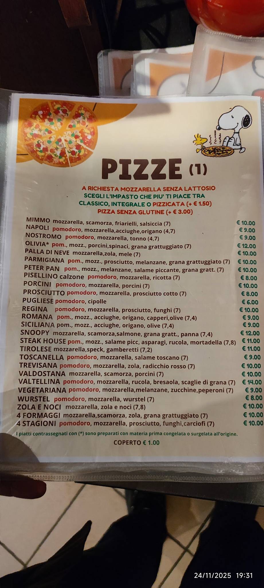 Menu di Snoopy Di Caronte Luciano 