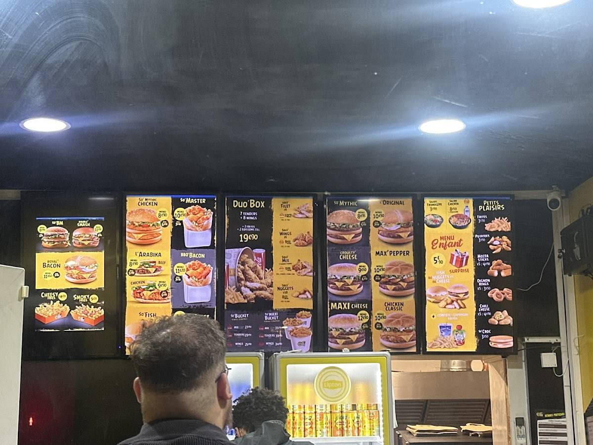 Menu de So Drive Burger