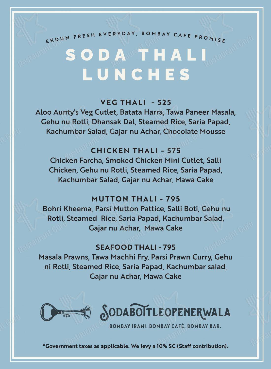 Check out the menu for SodaBottleOpenerWala
