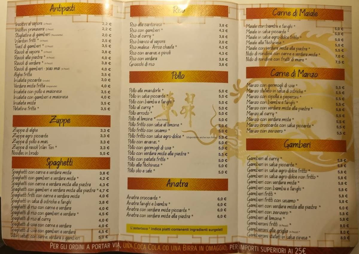Menu de Sole Nascente