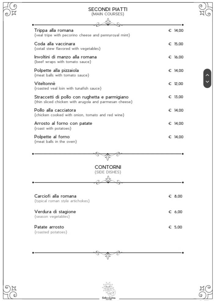 Menu di Sole & Luna 