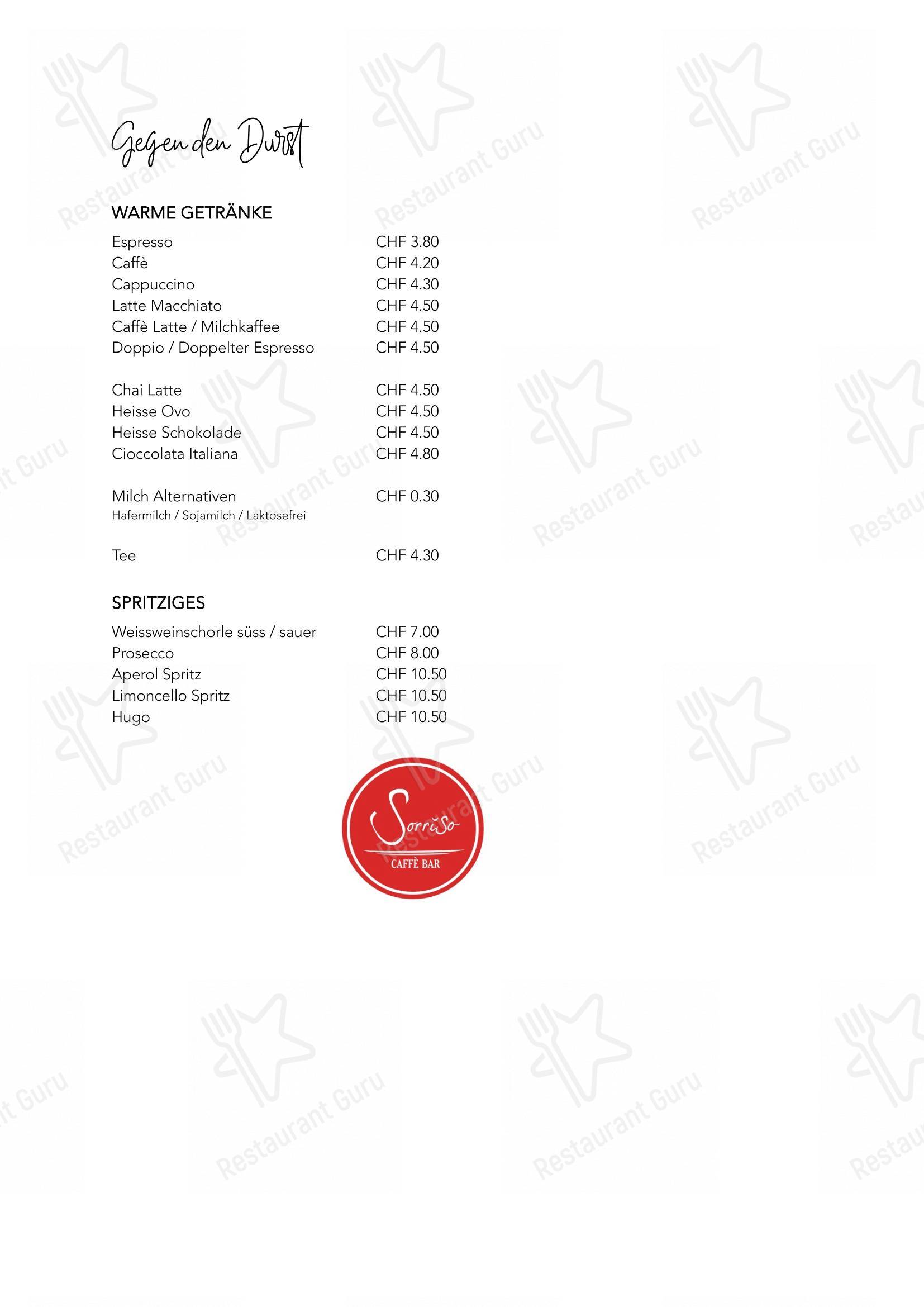 Menu per Sorriso Caffè Bar in Kreuzlingen