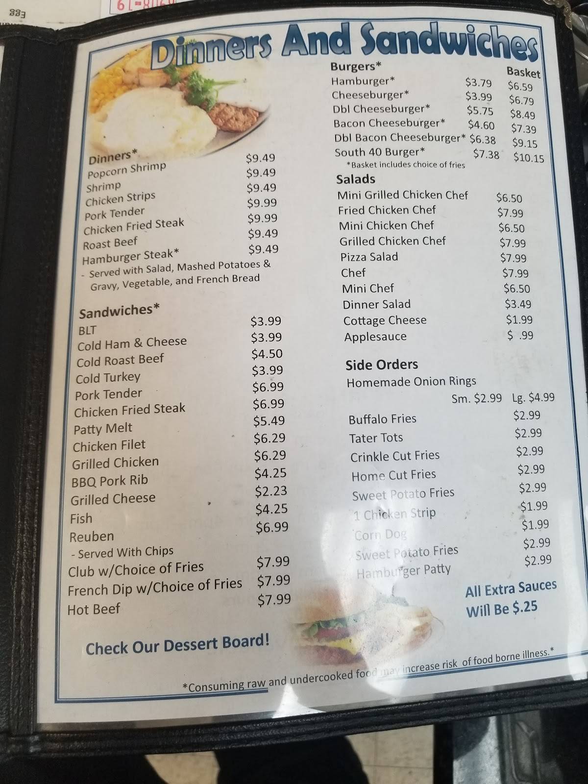 Menu At South Forty Cafe Westmoreland 403 Road To Oz Highway