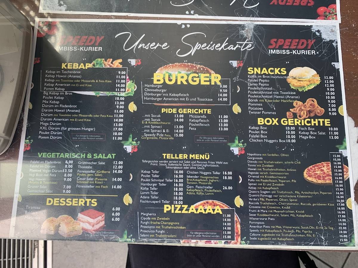 Menu di Speedy kebab 