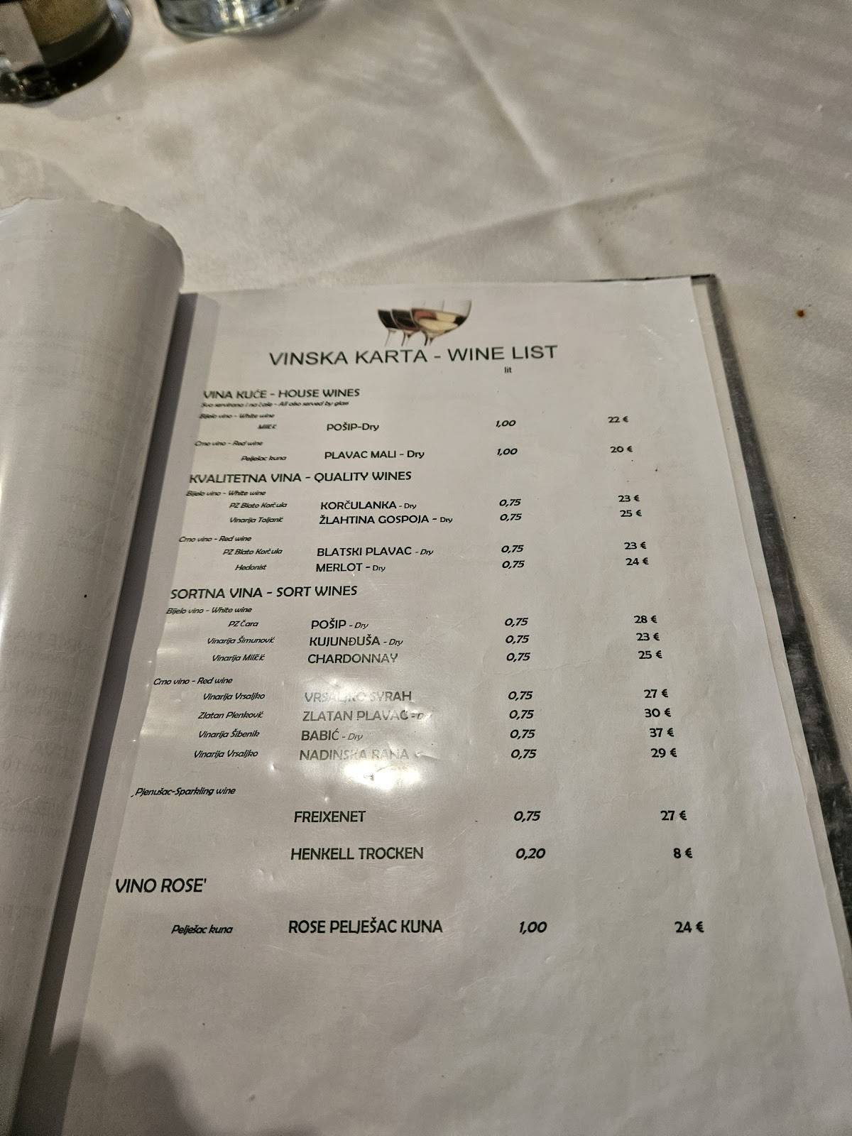 Menu di Šperun eat and drink buffet 