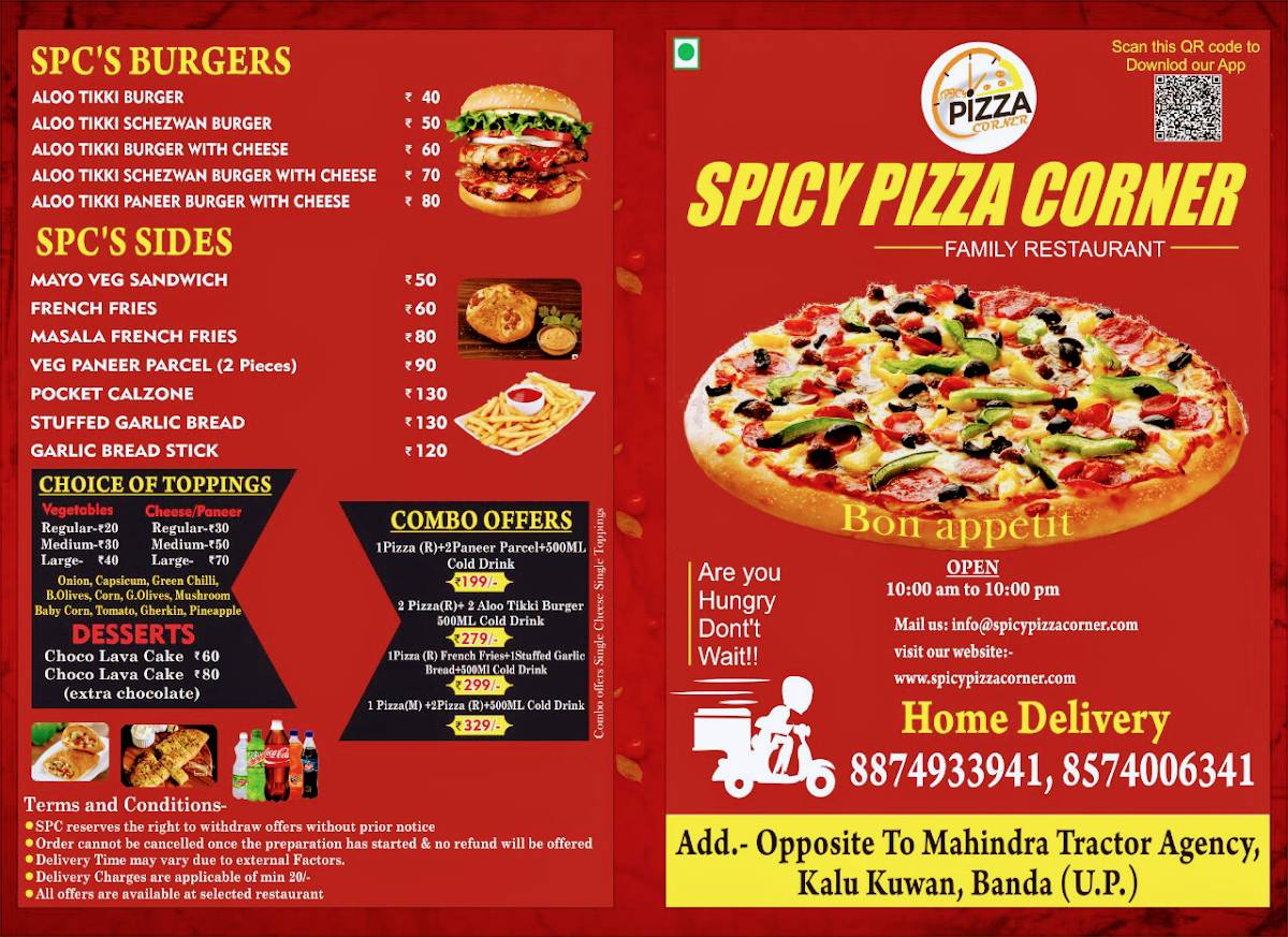 Spicy Pizza Corner menu