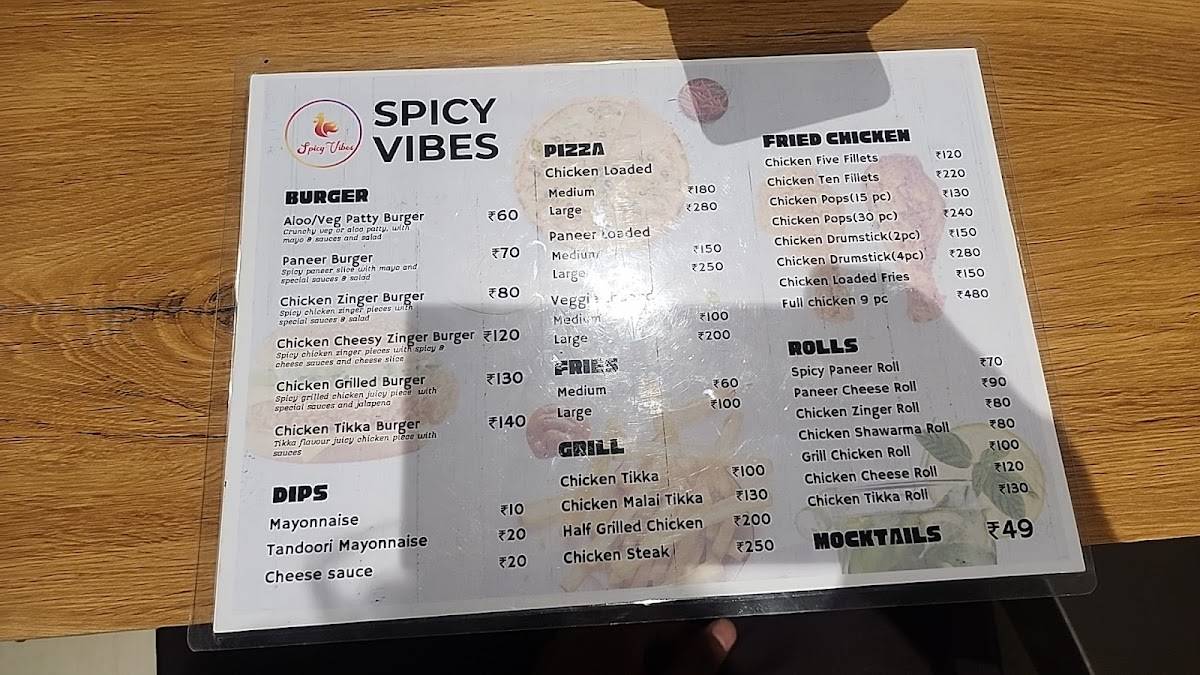 Spicy Vibes menu