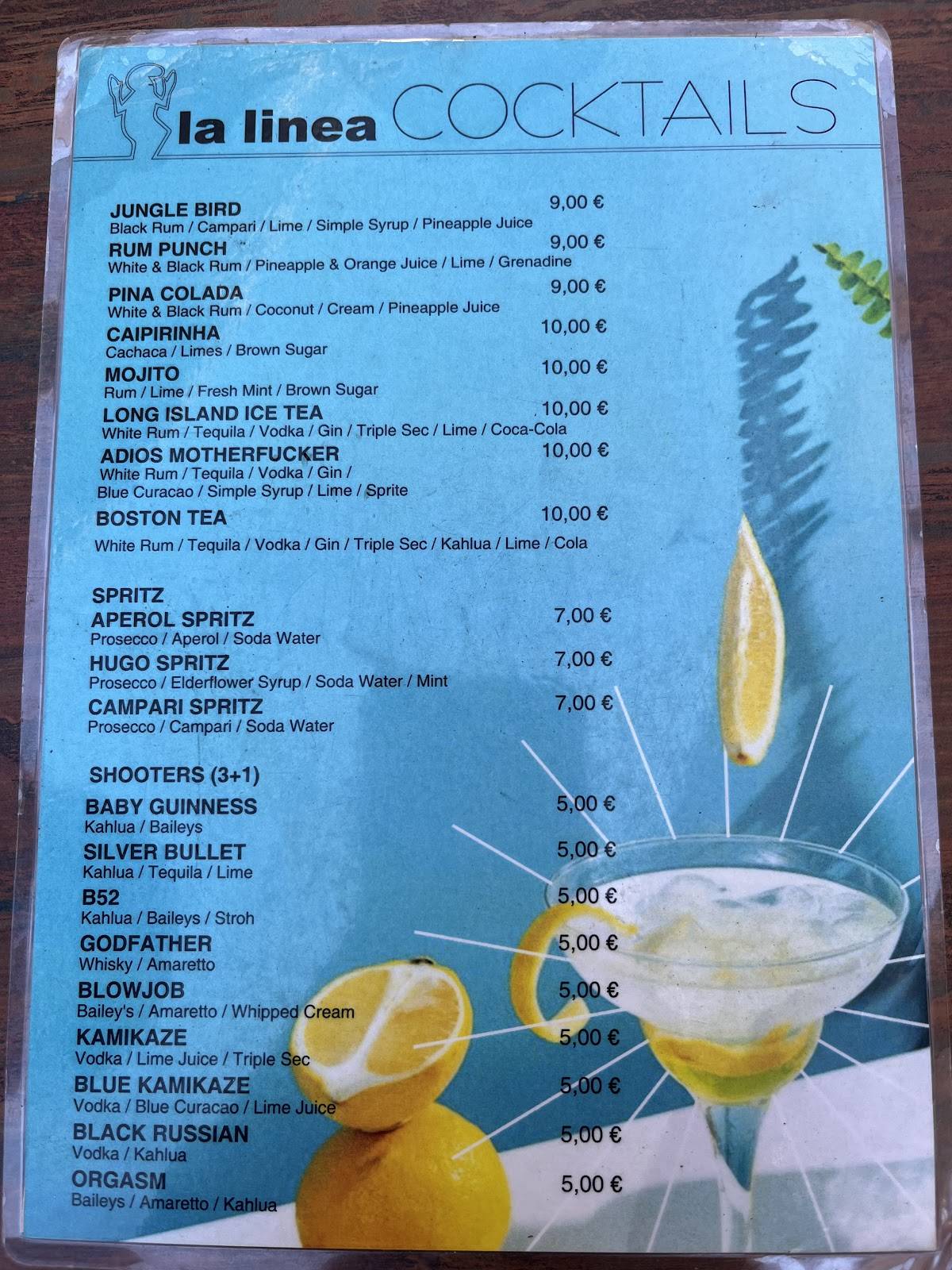 Menu di Caffe bar La Linea 