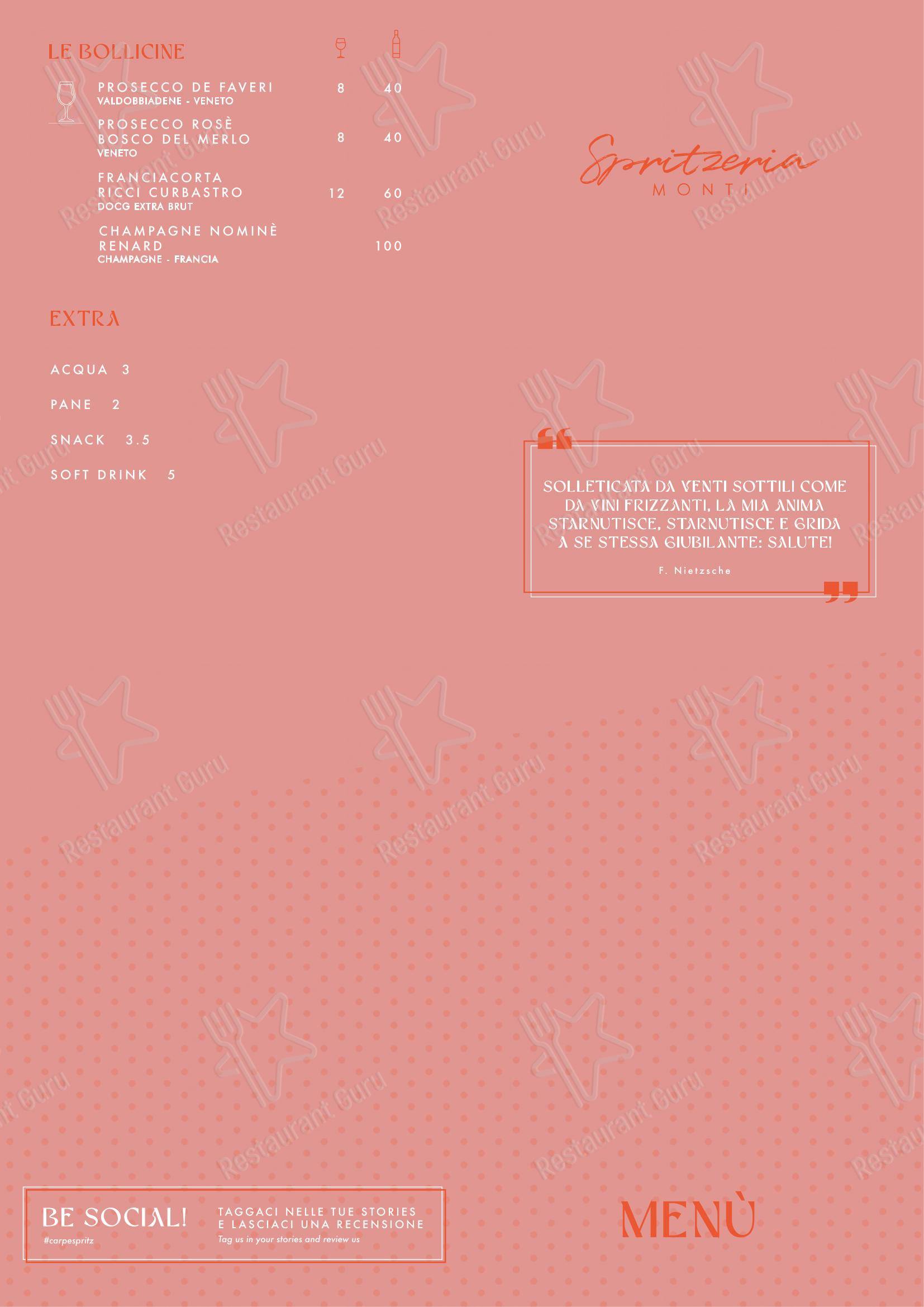 菜单 per Spritzeria Monti Rooftop pub & bar