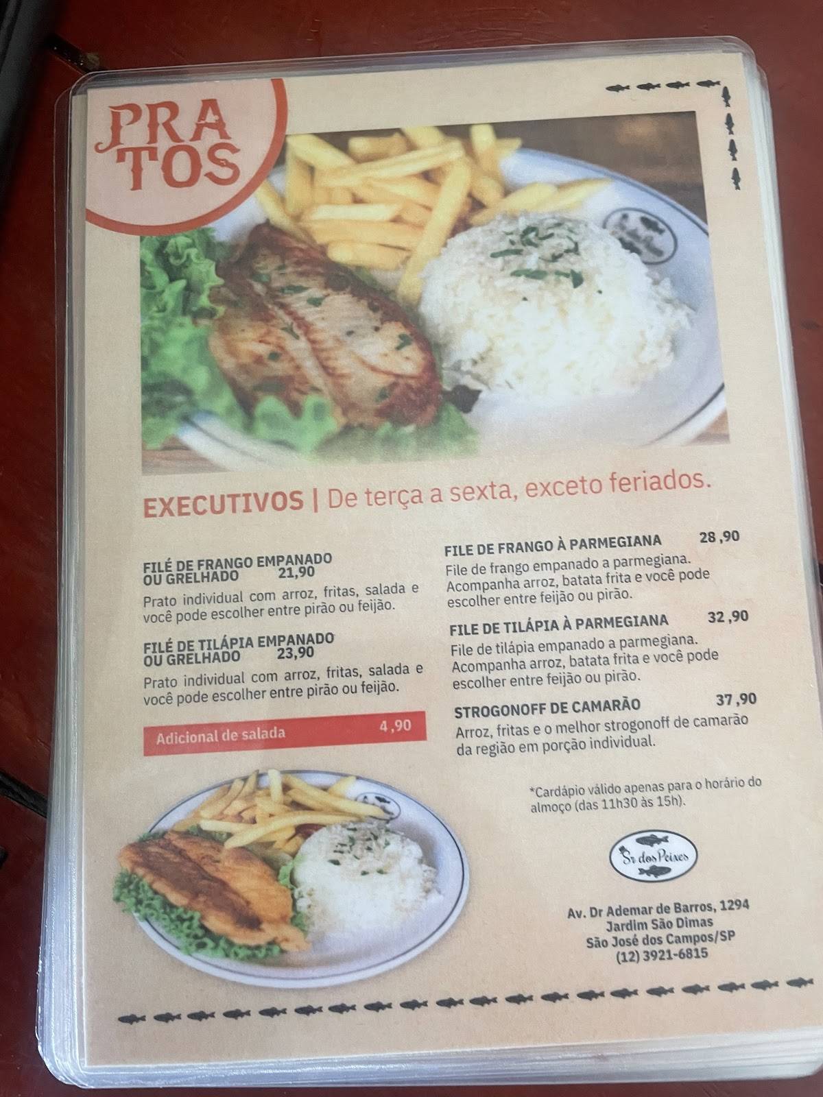 Sr. dos Peixes cardápio