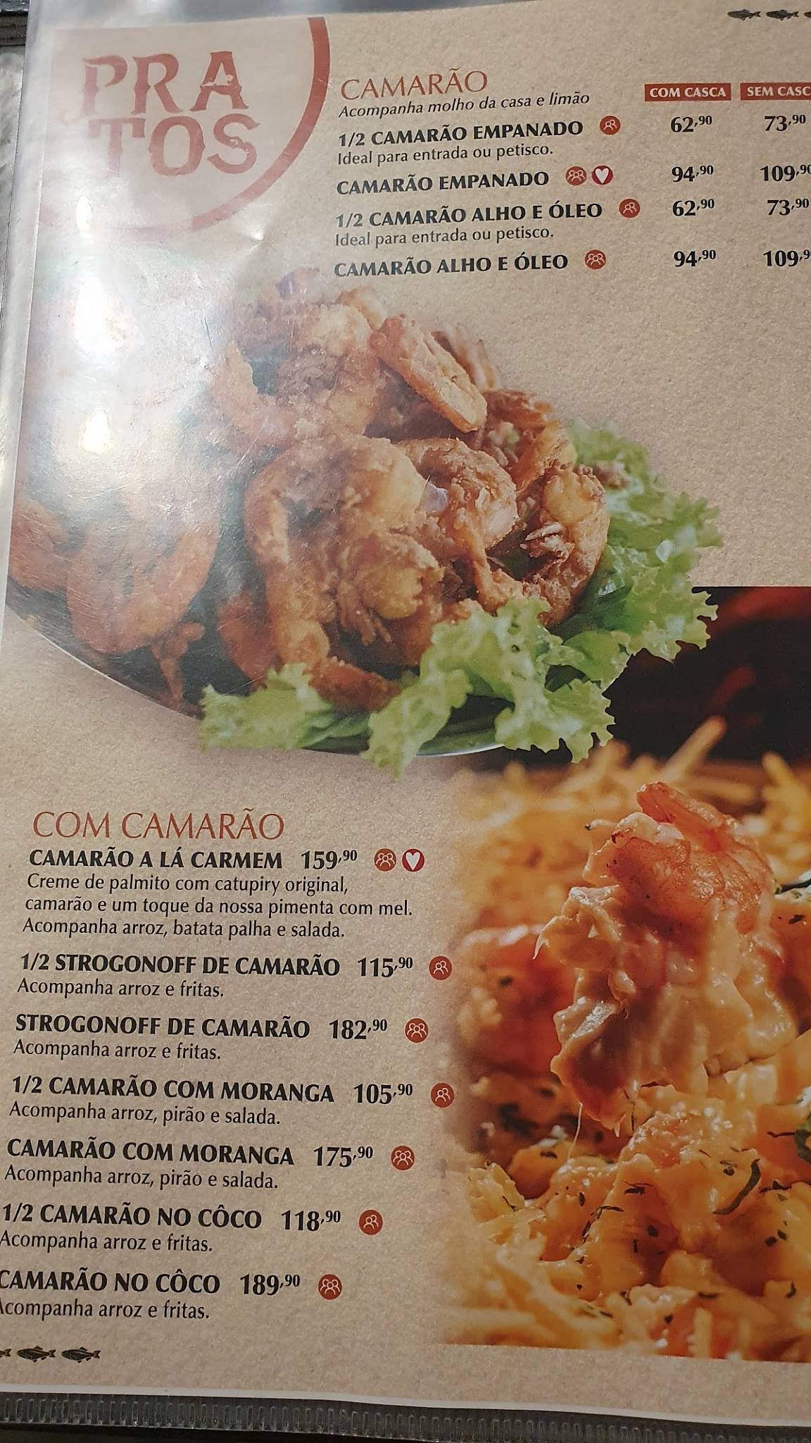Sr. dos Peixes cardápio