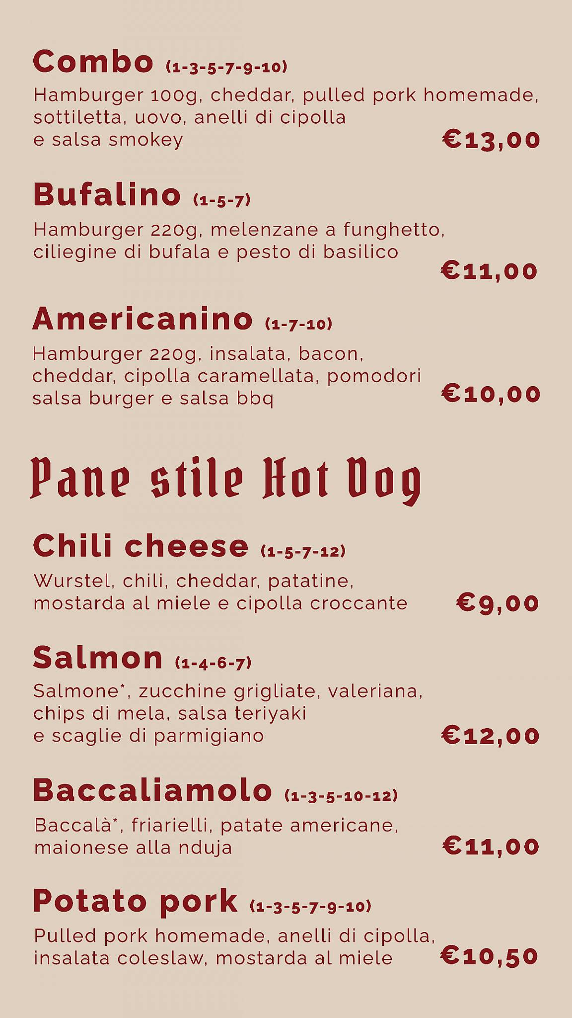 Menu di St. Andrew's vintage beer house 