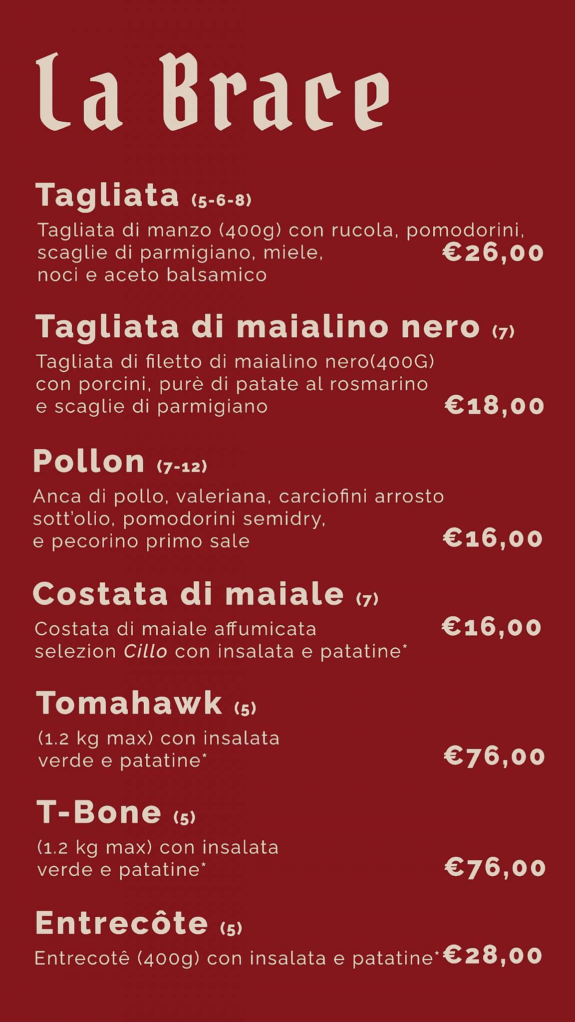 Menu di St. Andrew's vintage beer house 