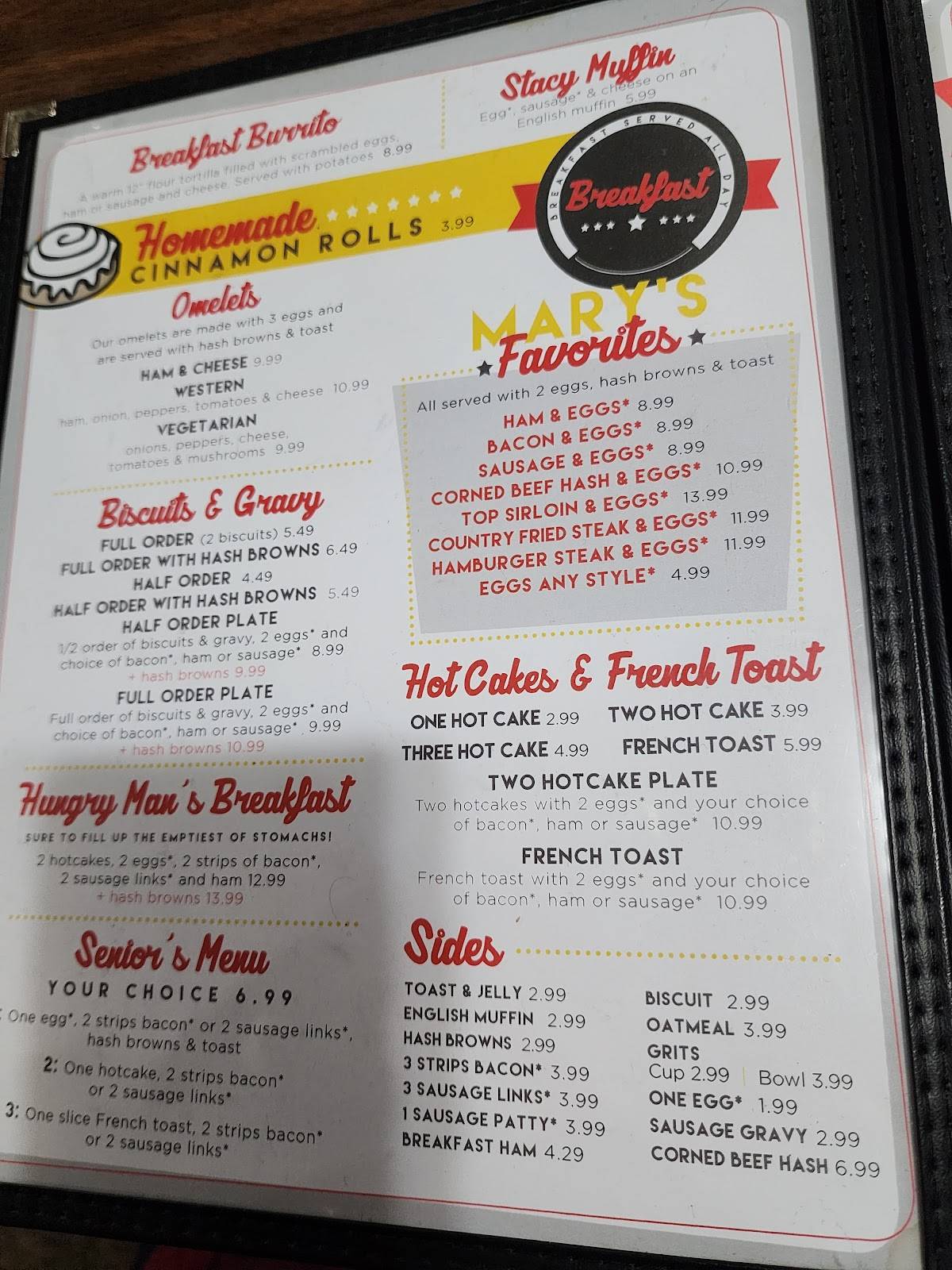 Menu at Stacy's Restaurant, Junction City