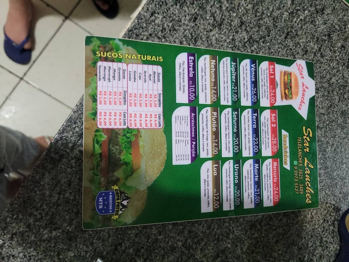 Star Lanches cardápio