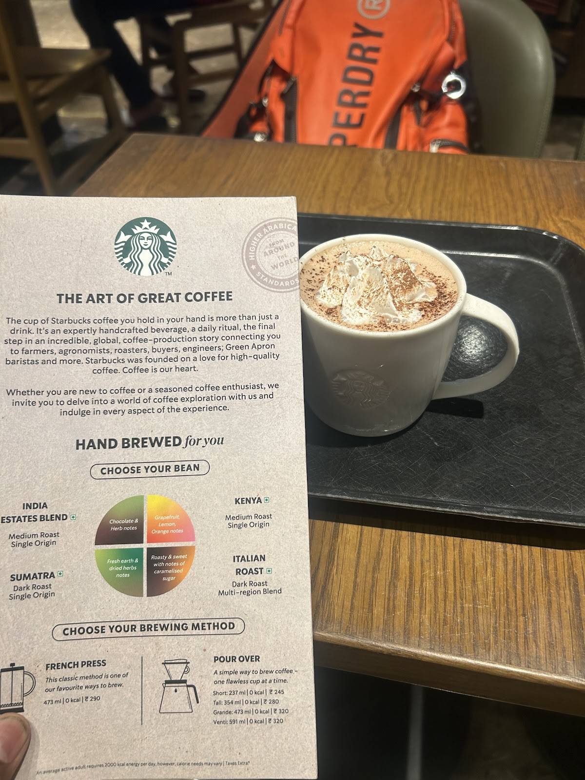Starbucks menu