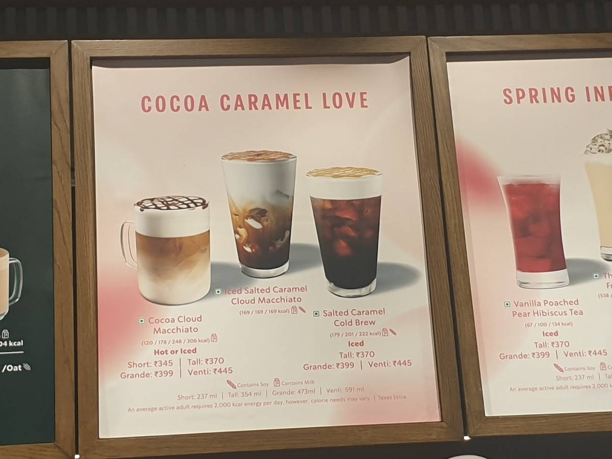 Starbucks menu