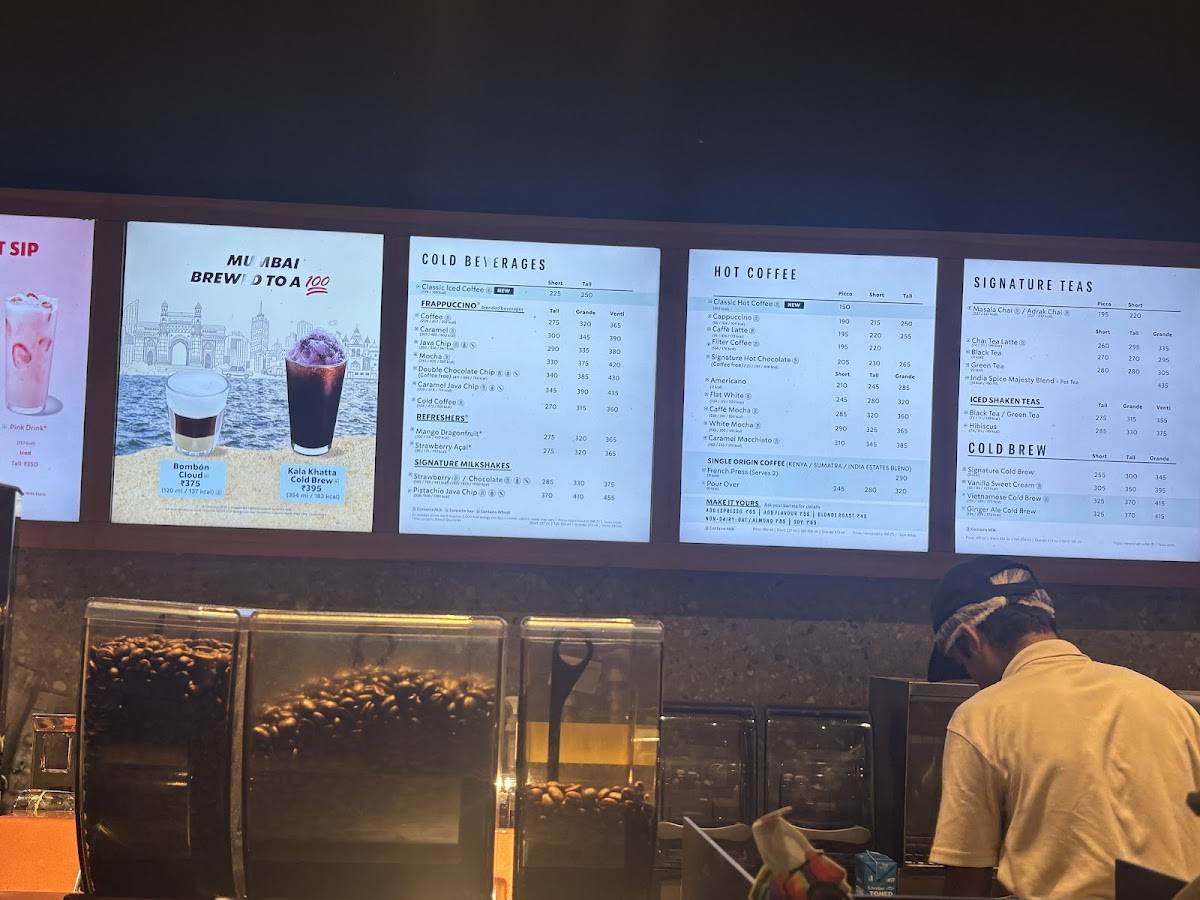Starbucks menu