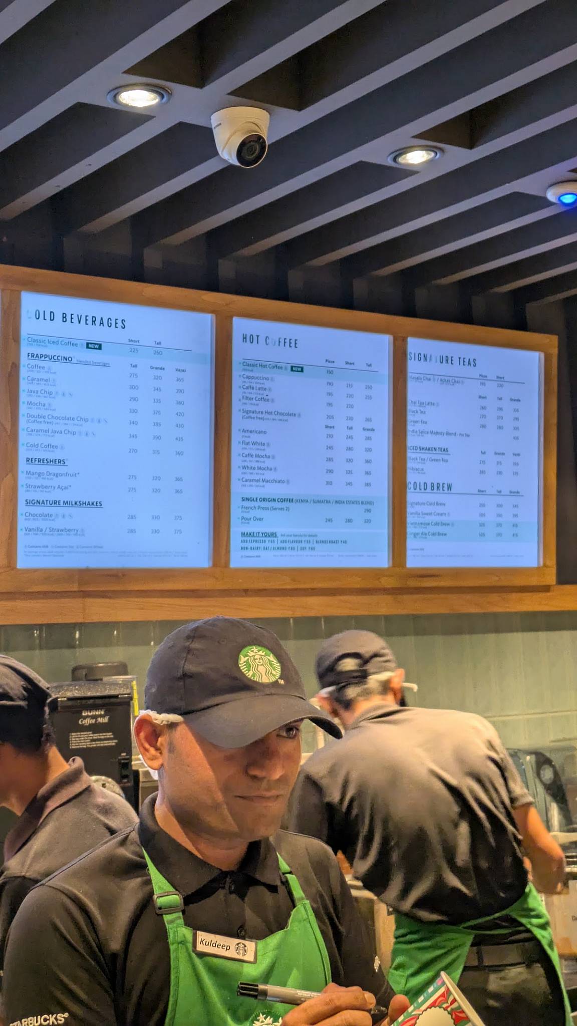 Starbucks menu