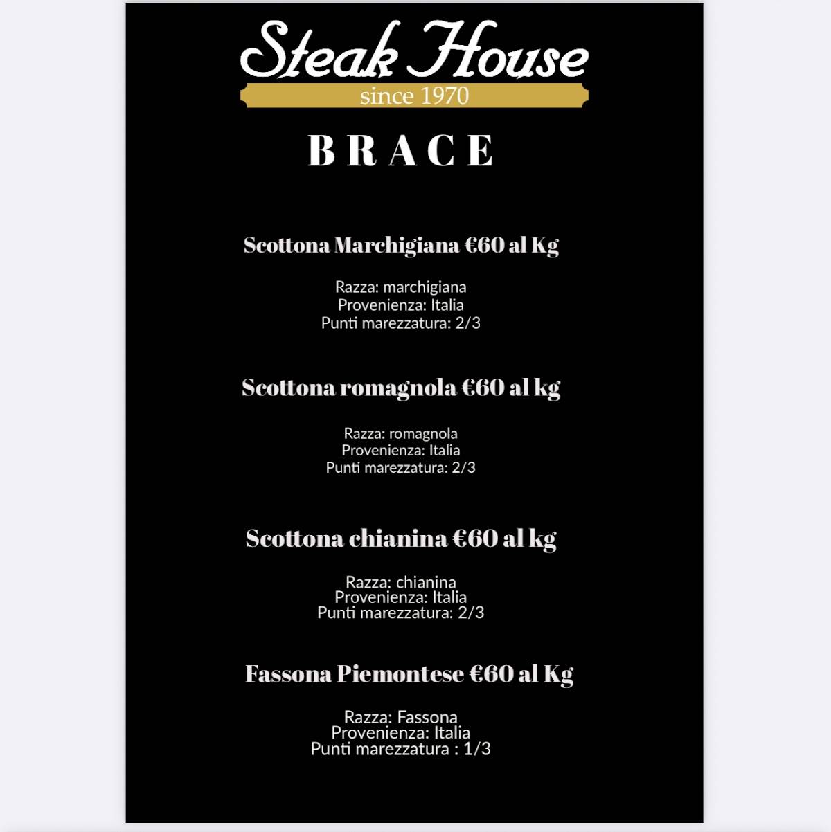 Menu di Steak House 