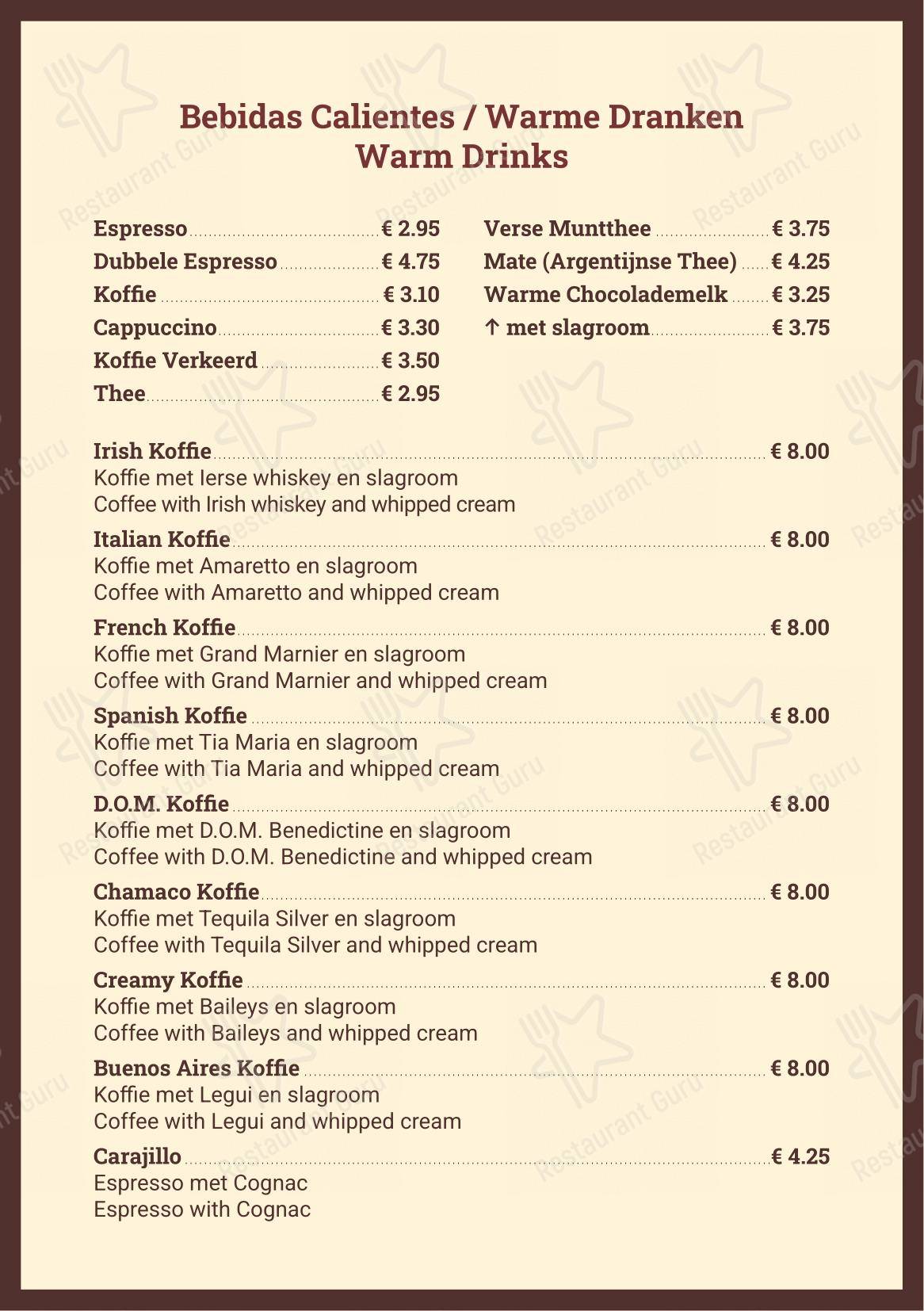 菜单 pour Steakhouse Buenos Aires dans Delft