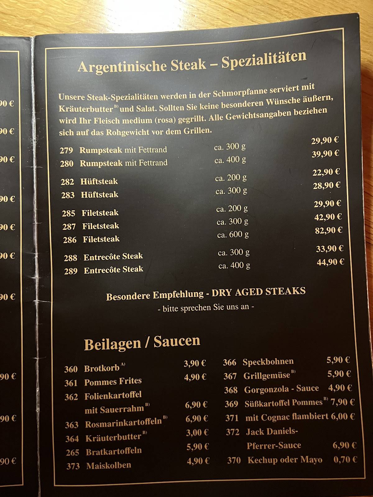 Menu de Restaurant Butcha Sindorf