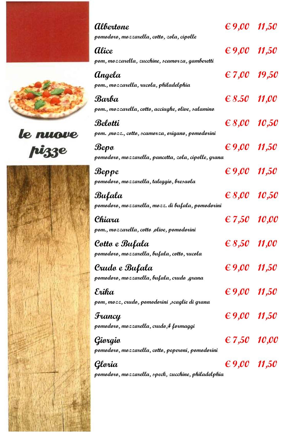 Menu di Vecchio Pozzo 