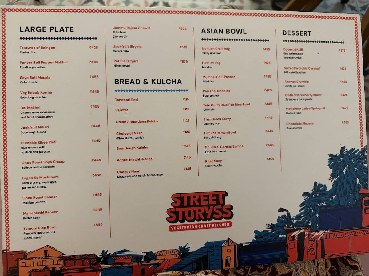 Street Storyss menu