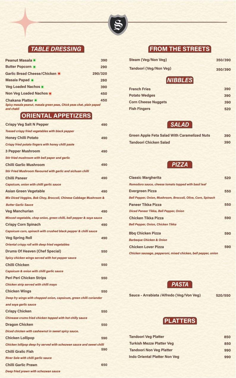 Striker 29 menu