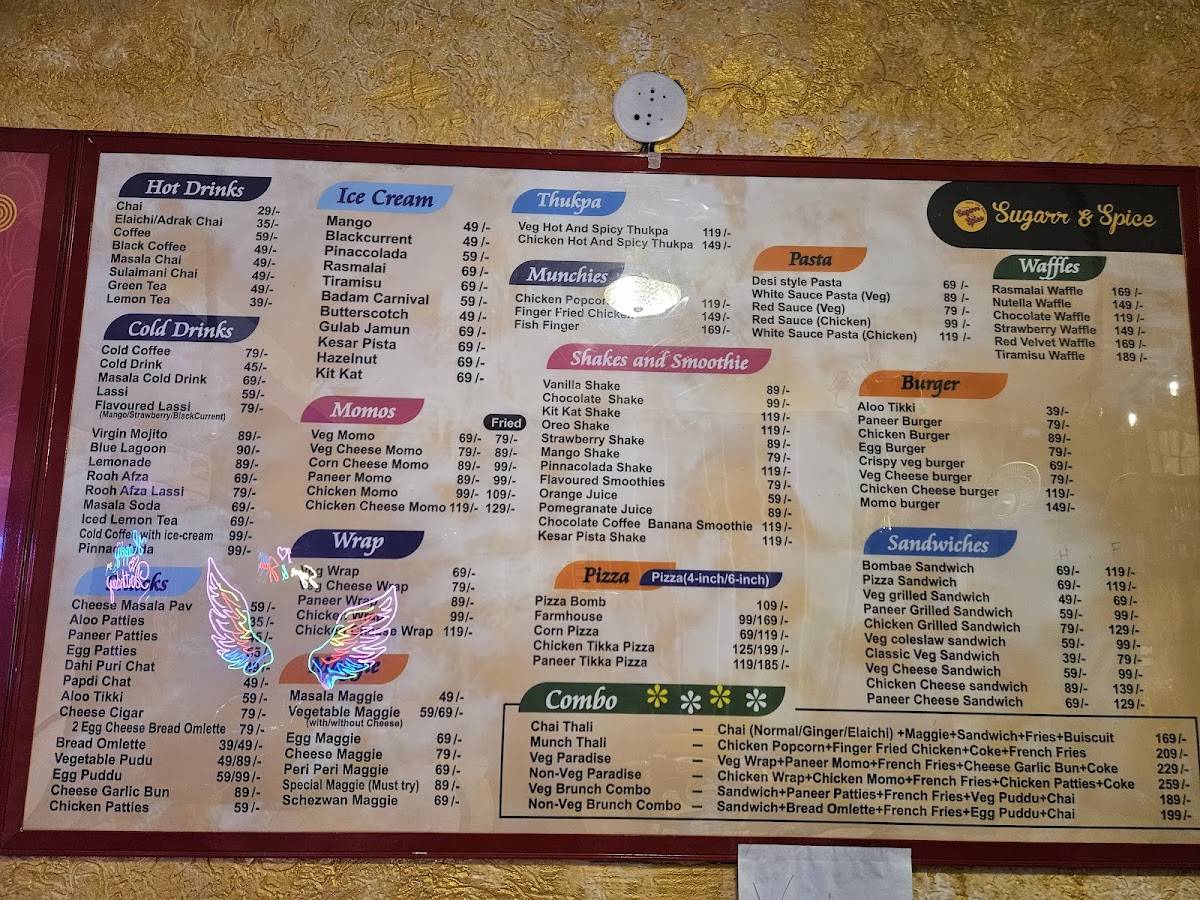 Sugarr & Spice menu