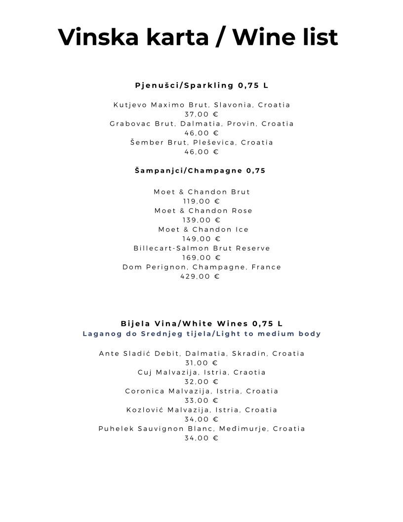 Menu di Konoba Griblja 