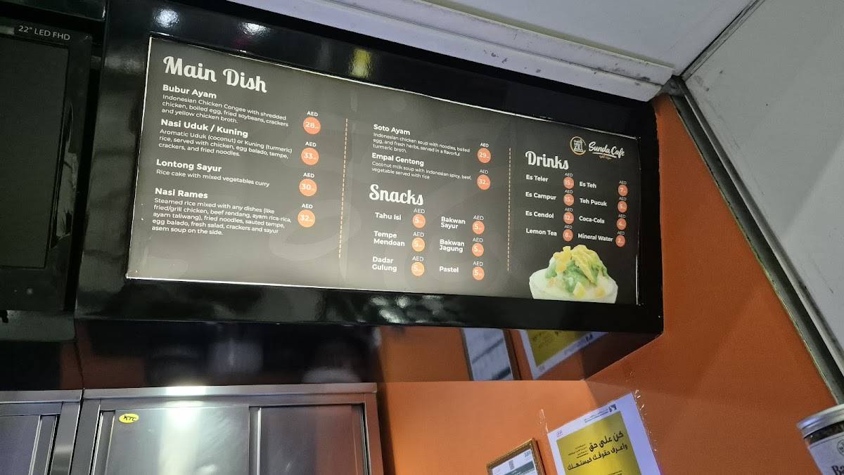 Menu at Sunda Cafe, Dubai