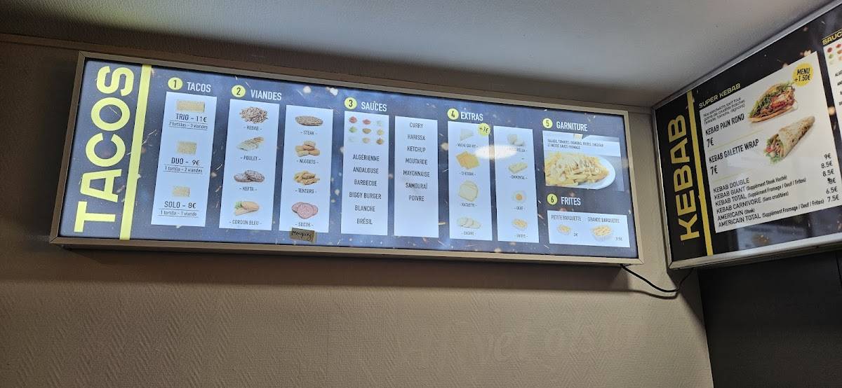 Menu de Super Kebab Rochefort