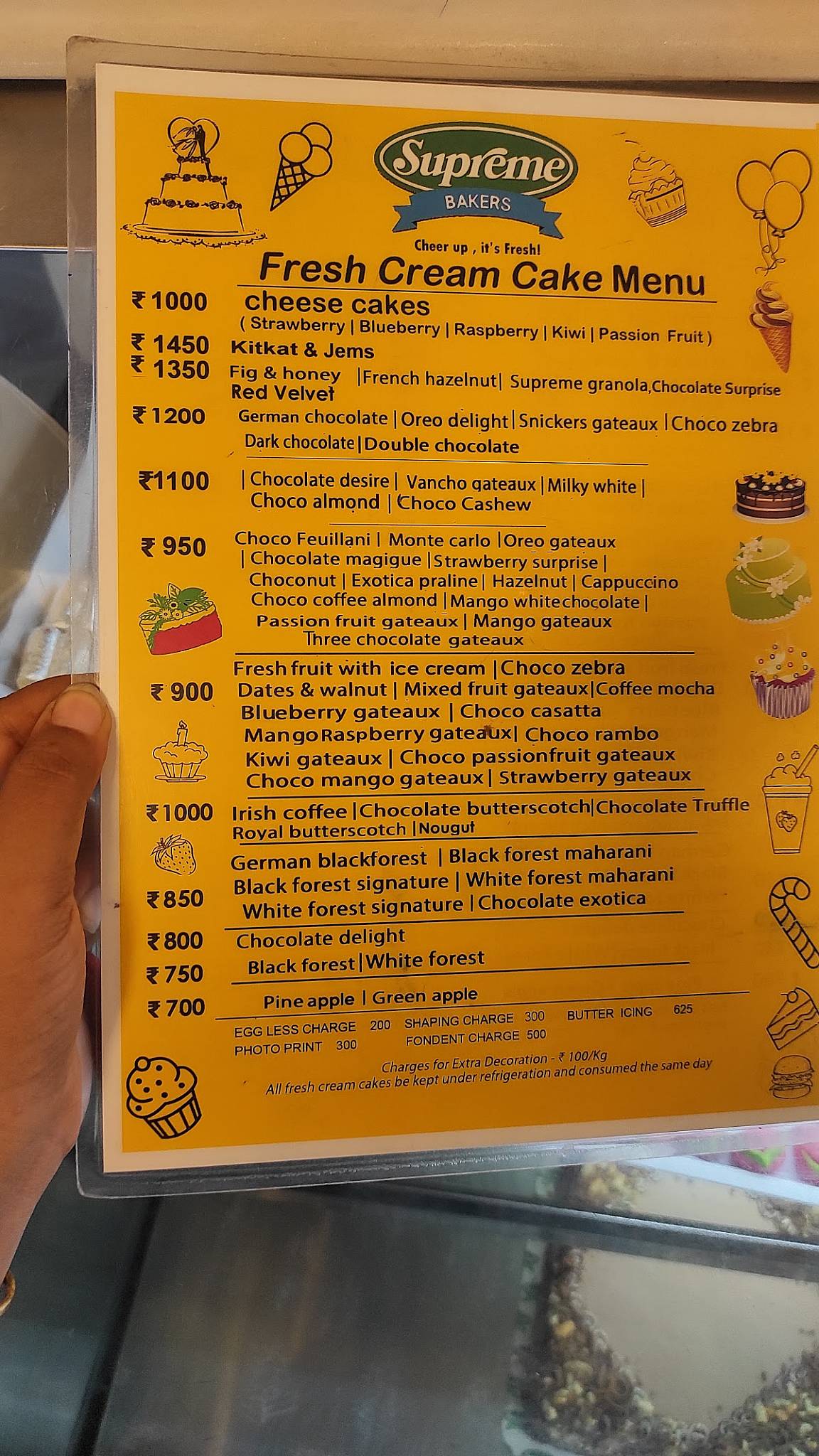 Supreme Bakers menu