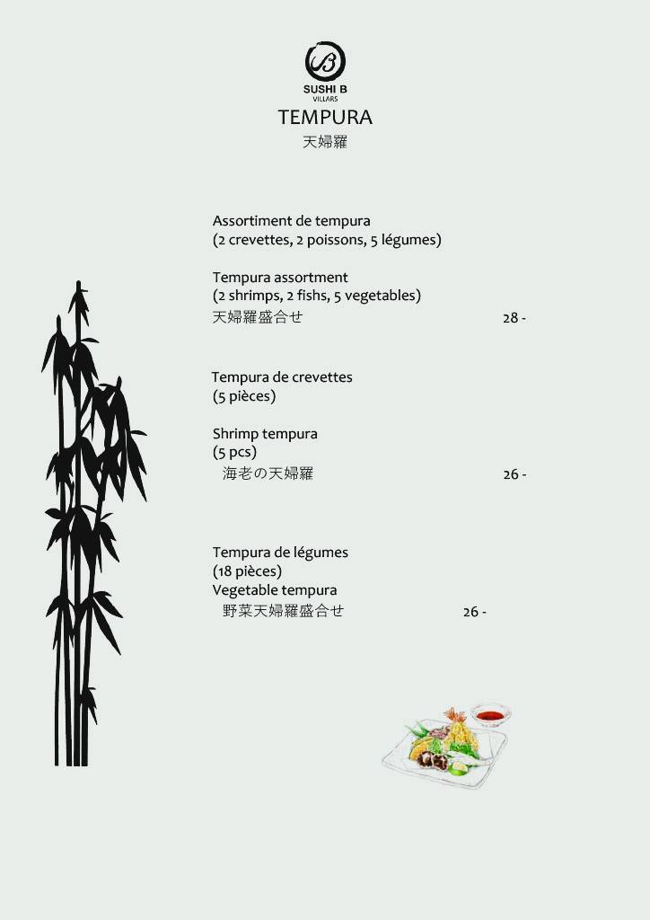 Menu di Sushi B Villars 