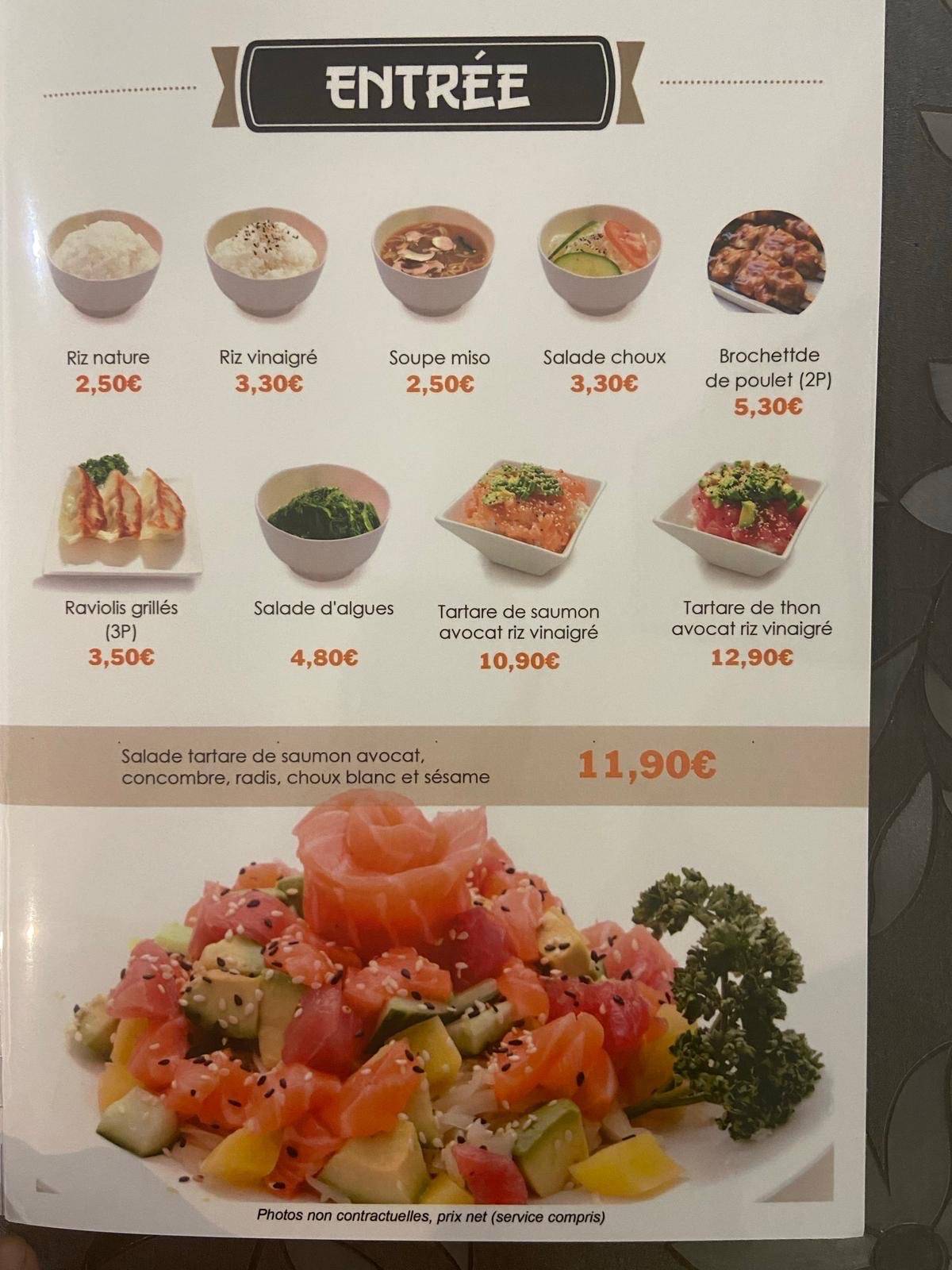 Menu de Sushi box