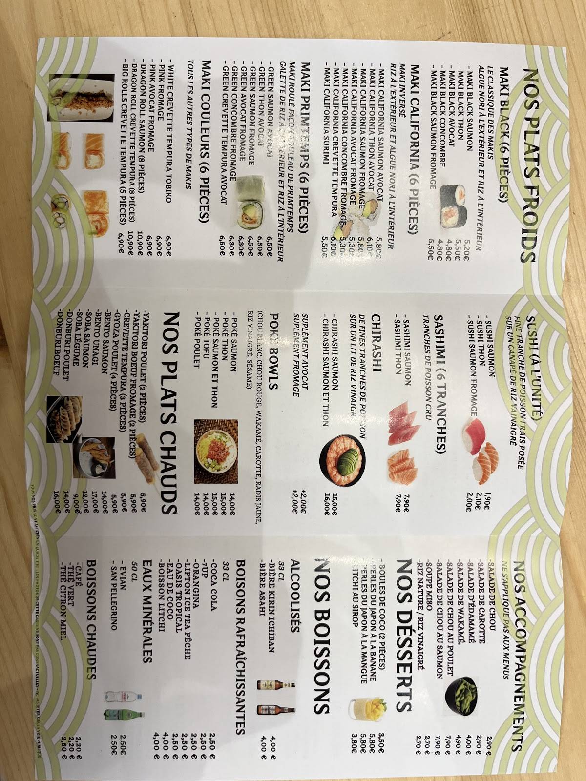 Menu de Sushi Chat