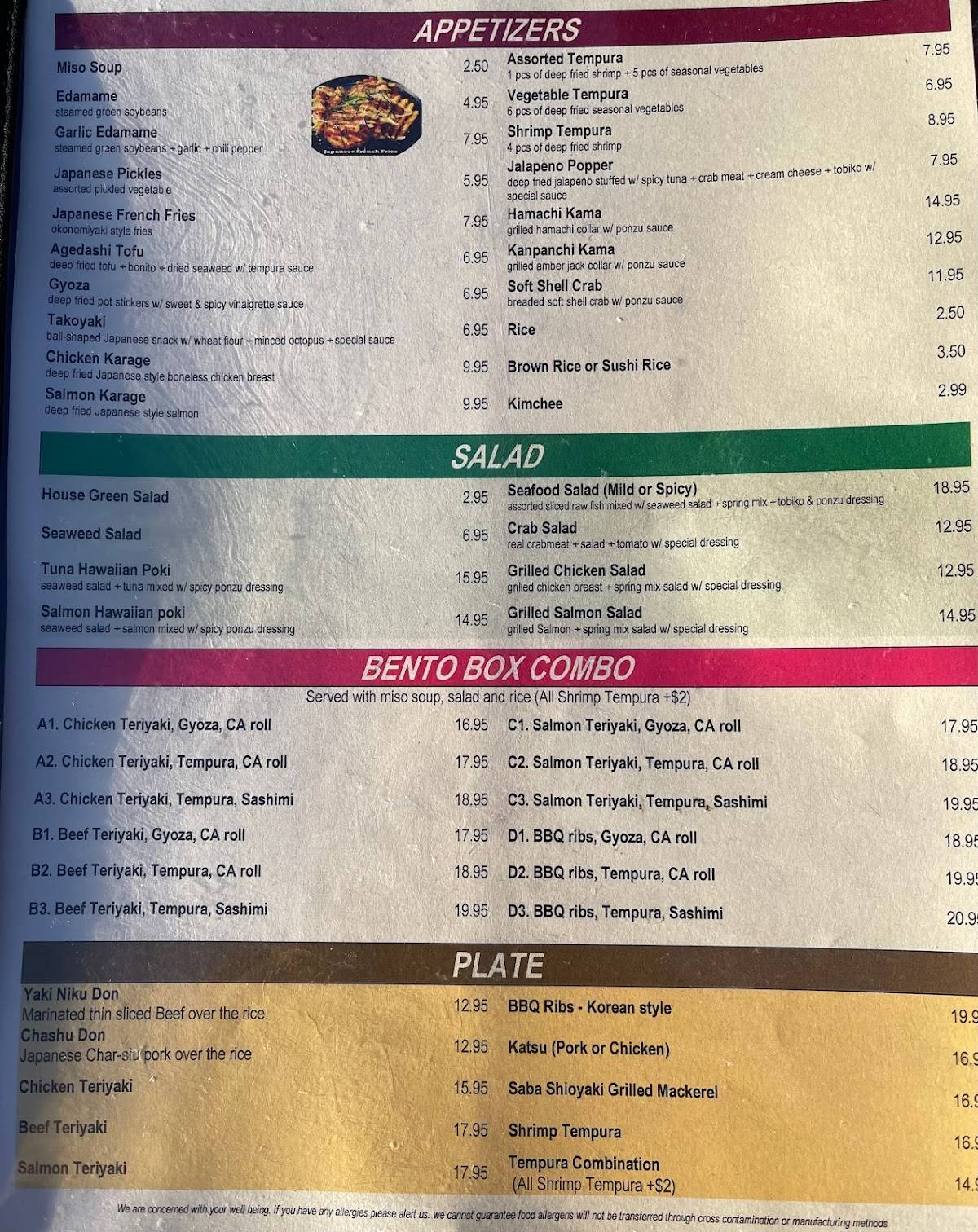 Menu at Sushi+Plus restaurant, Redwood City